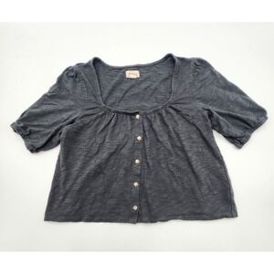 Up West Black‎ Blouse Cotton Black Size Small 3/4 Sleeve Cute